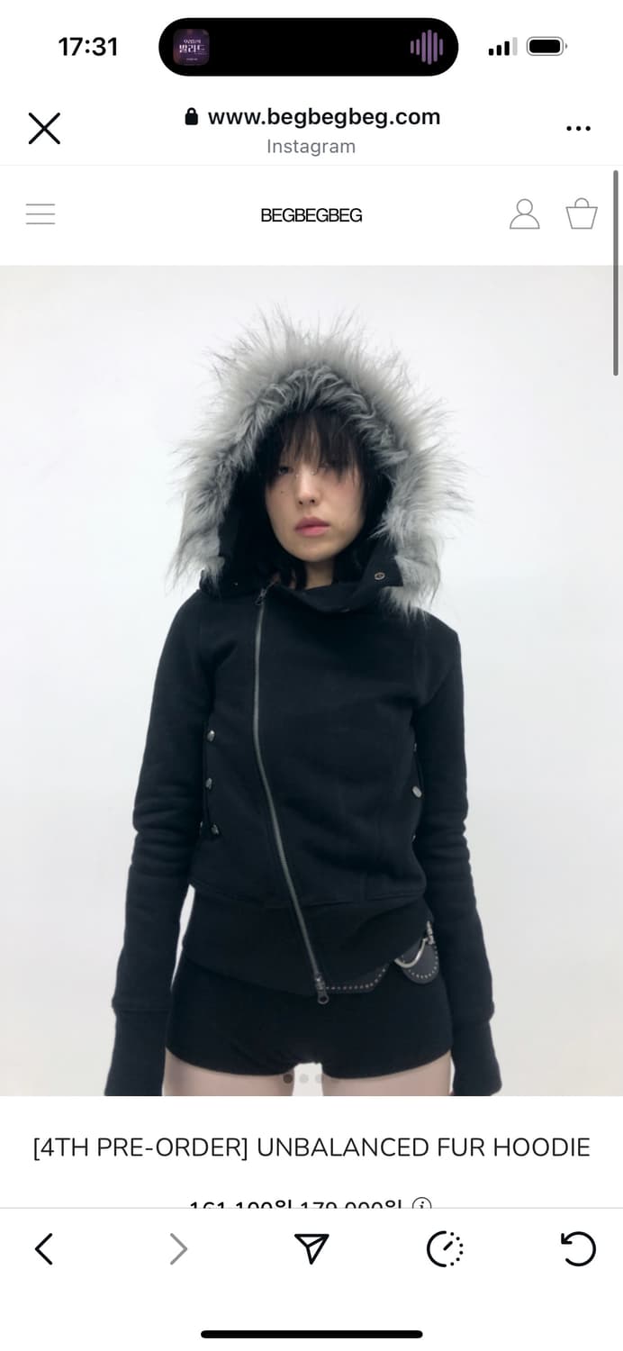 Begbegbeg Unbalanced fur hoodie 상품이미지1
