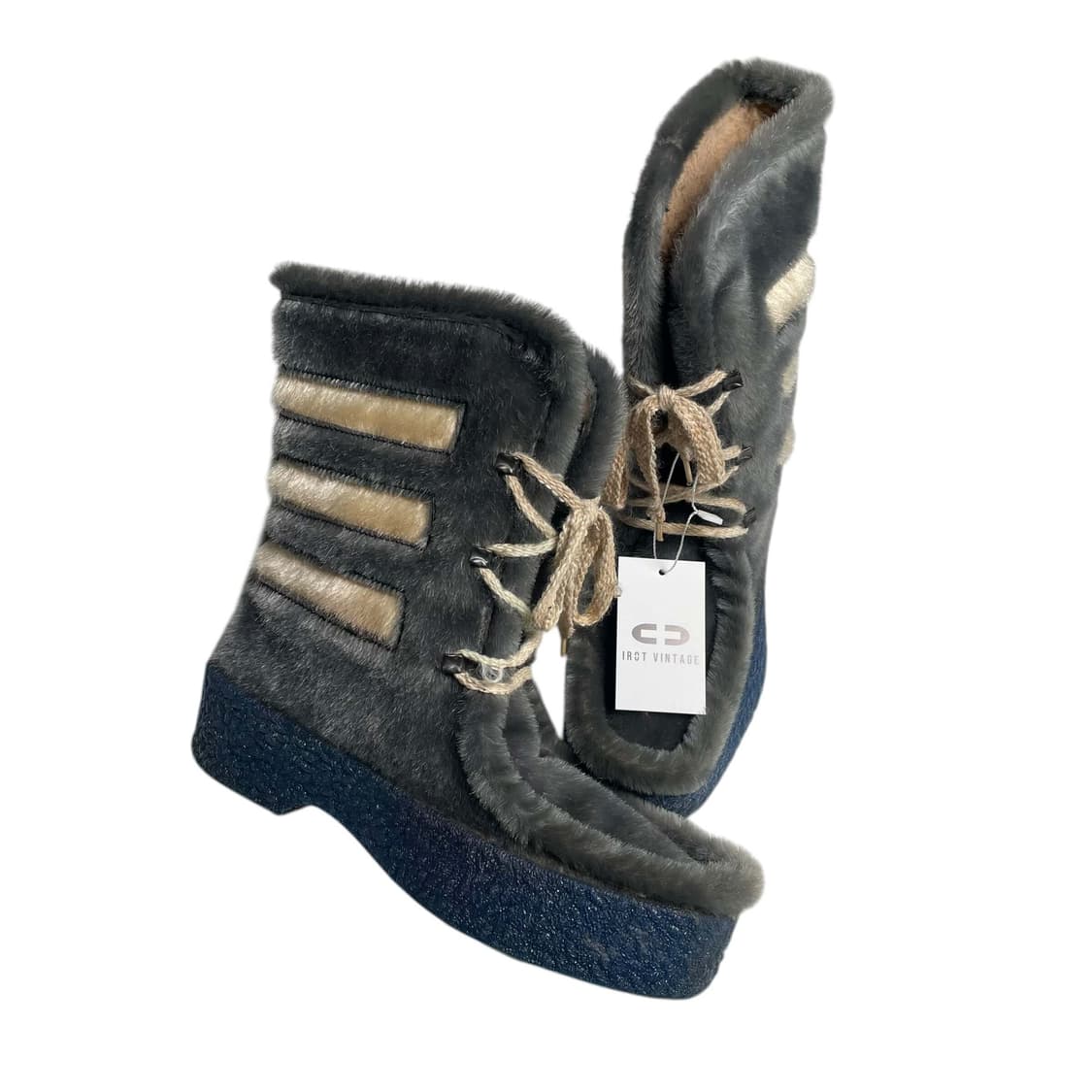 퍼 화이트 스트라이프 부츠 (italy made, 230) 상품이미지4