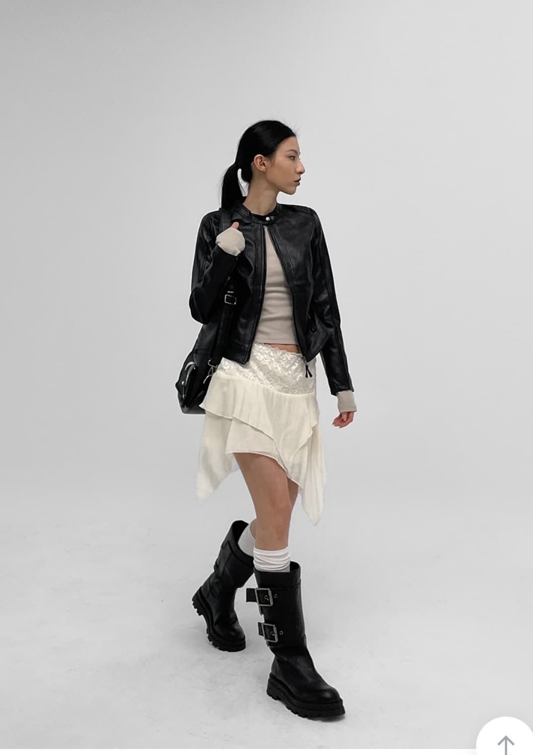 블랙업 바이커 레더자켓 상품이미지3