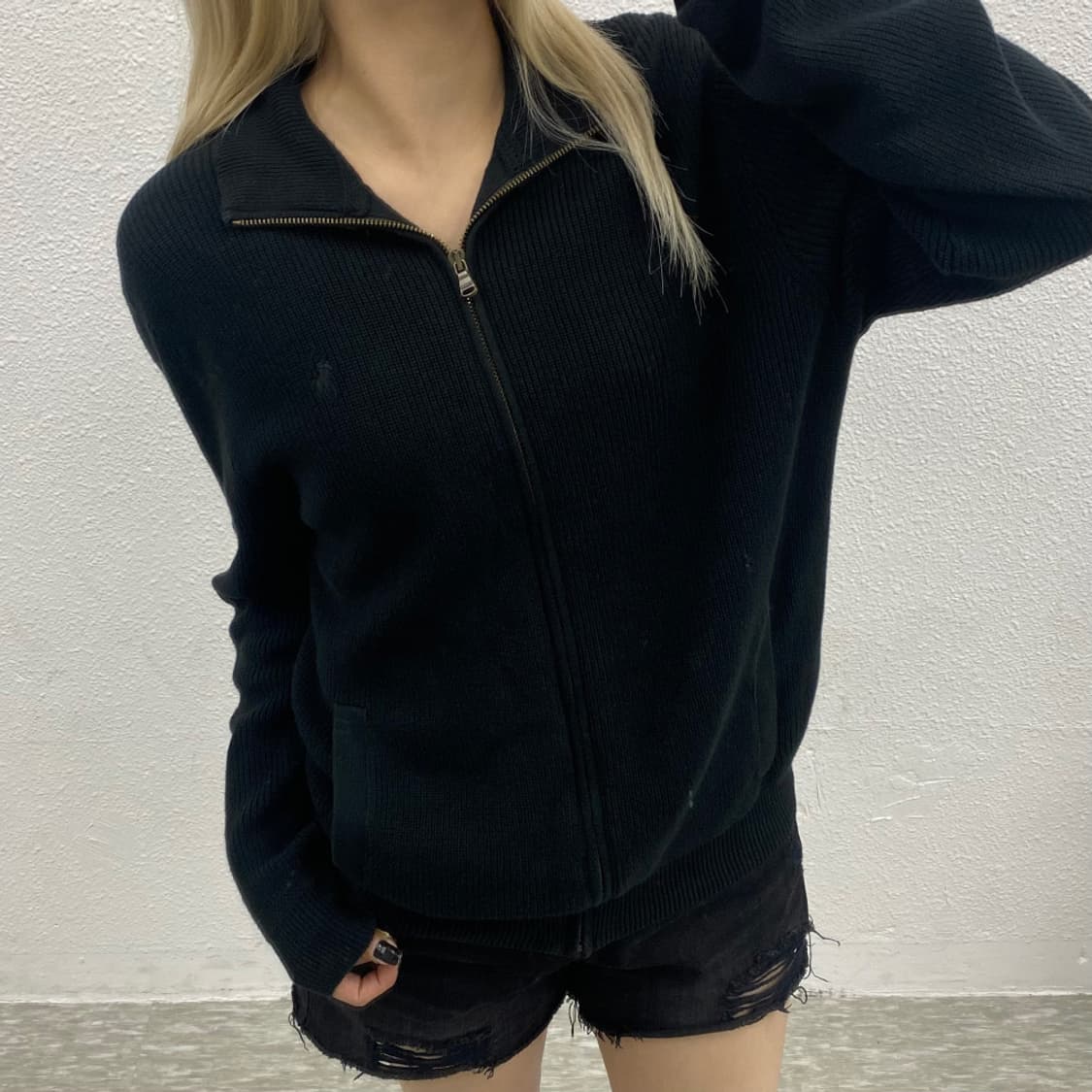 폴로 랄프로렌 블랙포니 블랙 니트 집업 M 상품이미지1