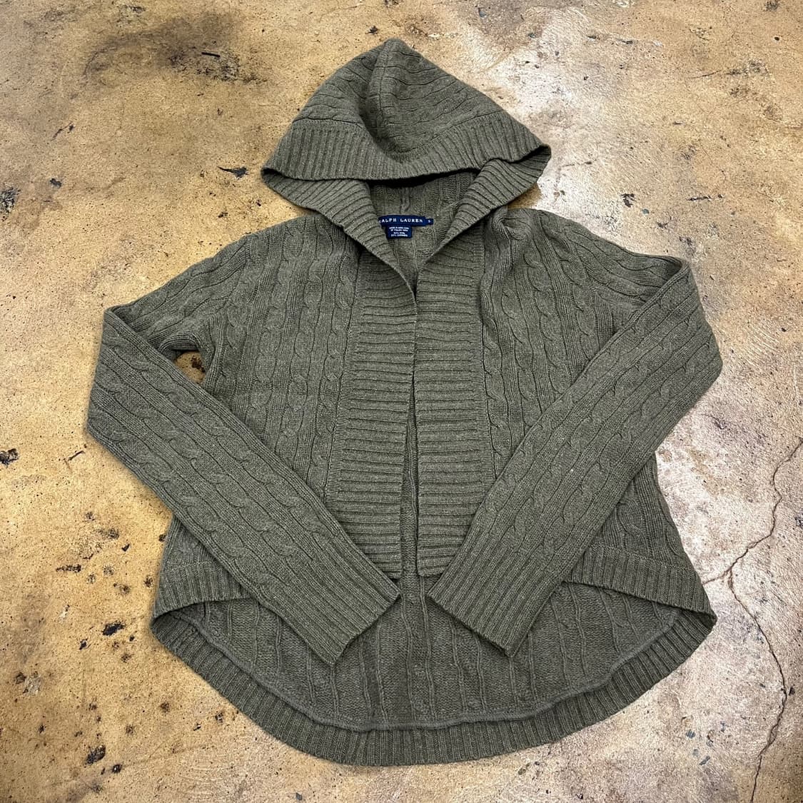 폴로 랄프로렌 카키 꽈배기 니트 후드 가디건  상품이미지2
