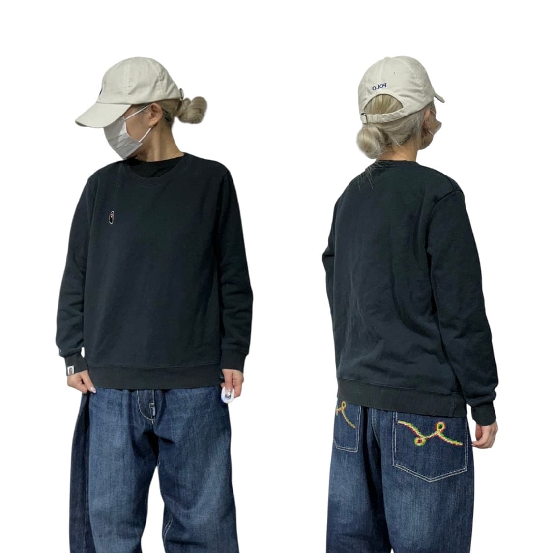 베이프 네이비 고릴라 미니 로고 스웻 셔츠 맨투맨 상품이미지1