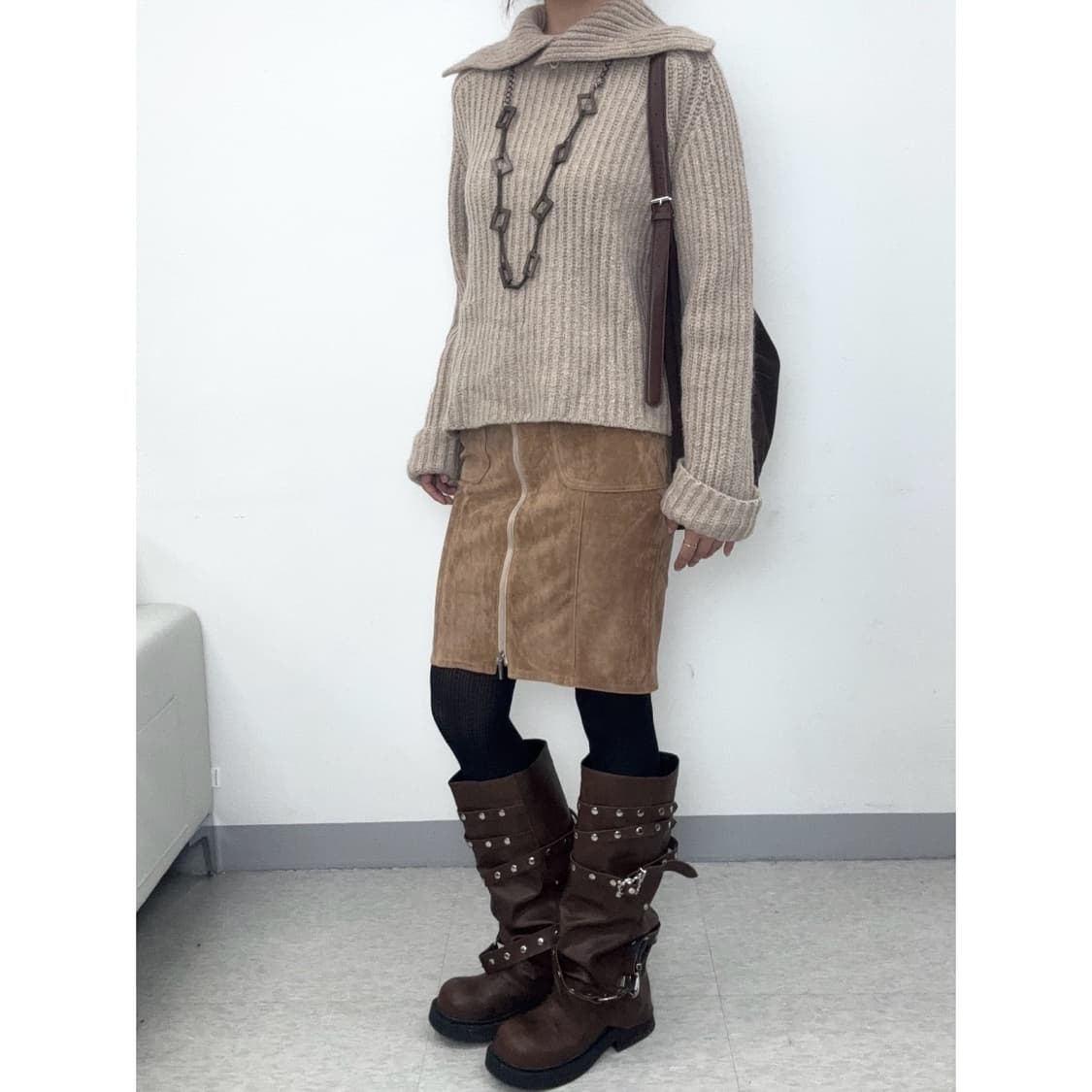 빈티지 브라운 스웨이드 스커트 상품이미지3