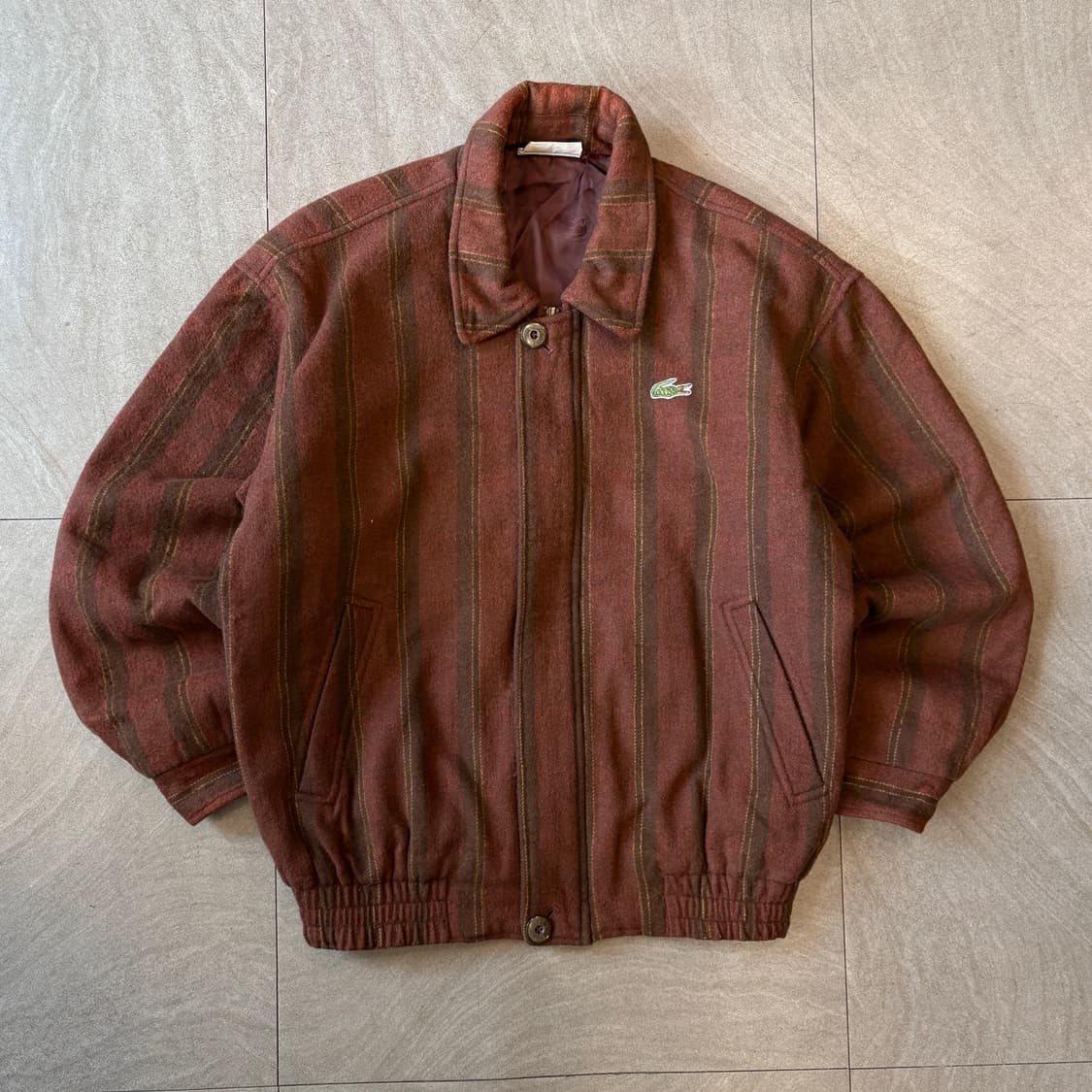 라코스테 정품 정품 버건디 울 블루종 자켓 상품이미지1