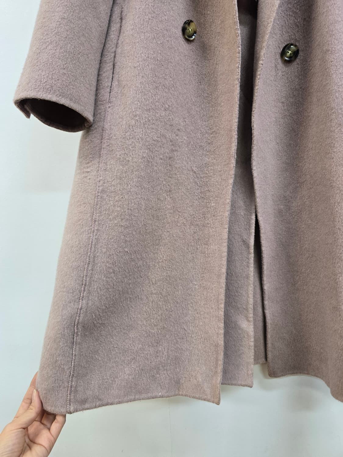 보브 캐시미어 블랜딩 오픈형 롱코트 상품이미지6