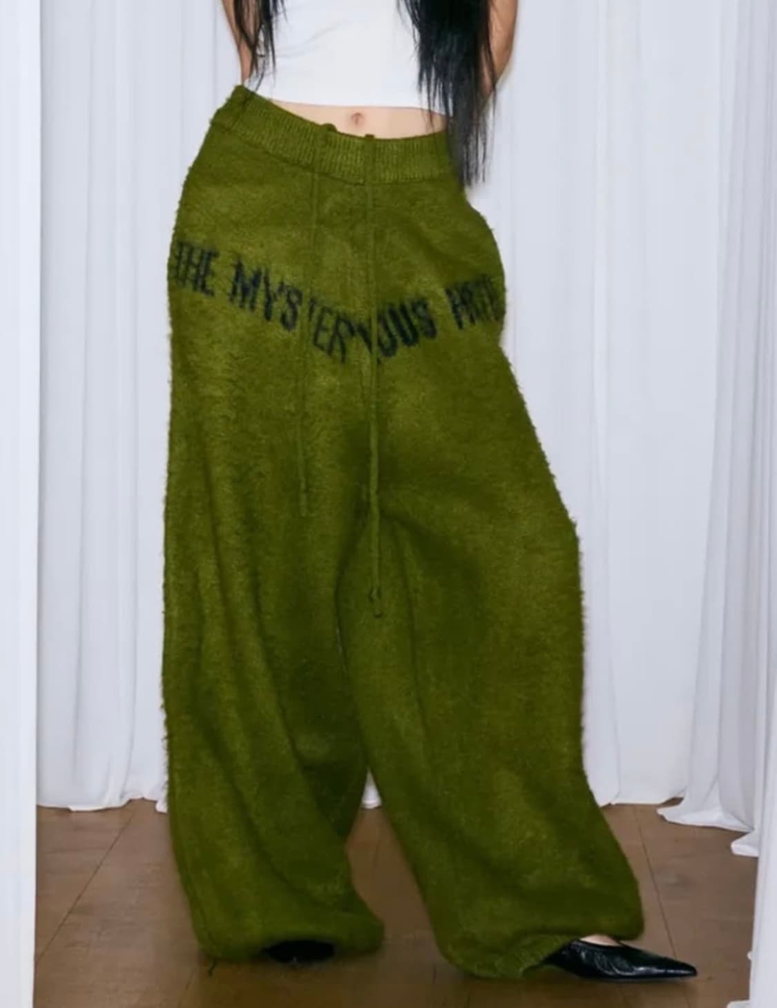 미스테리어스호텔 니트 팬츠 올리브 상품이미지1
