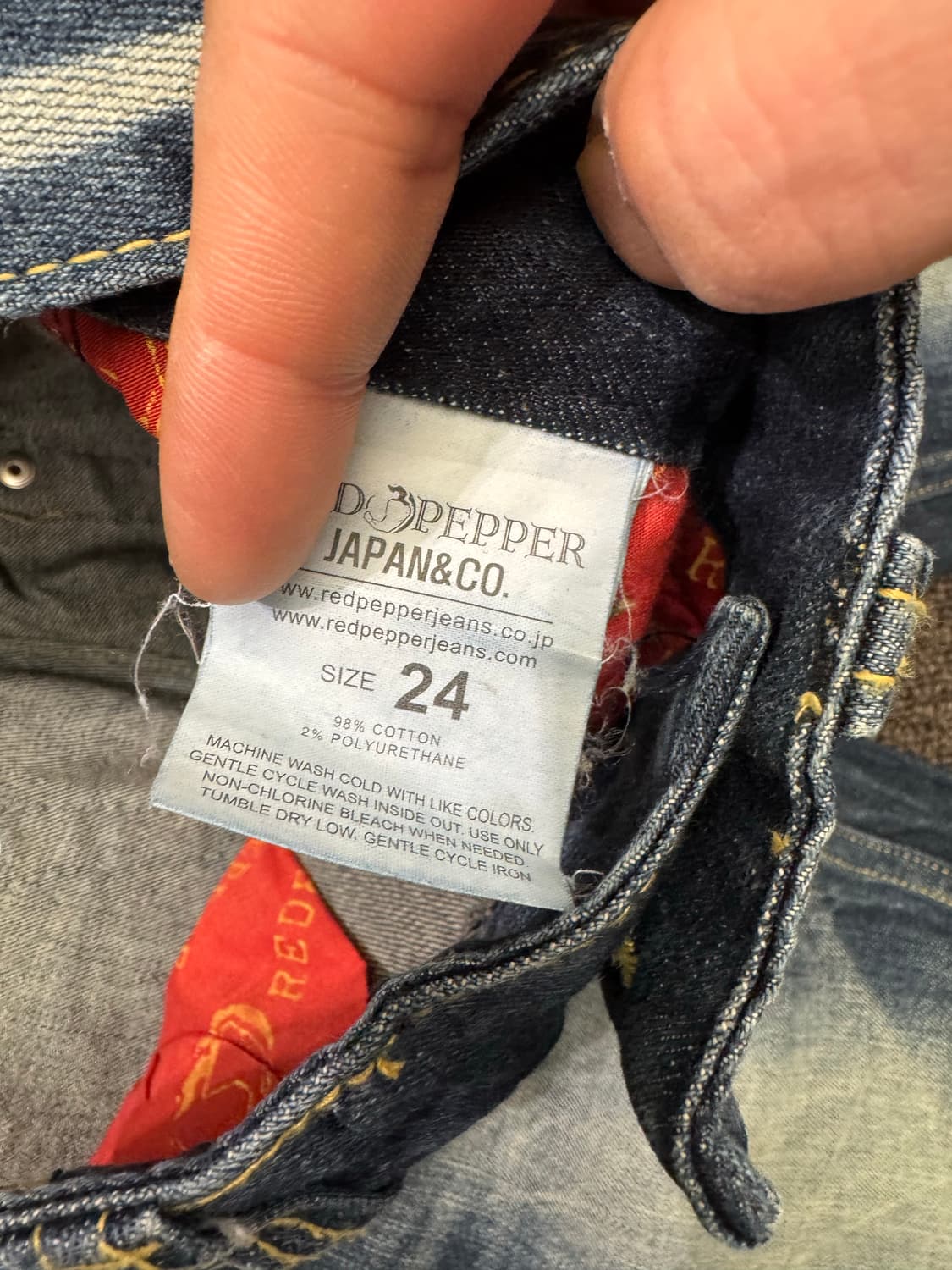 24)레드페퍼 빈티지 Y2K 큐빅 포인트 로우라이즈 데님팬츠 상품이미지4