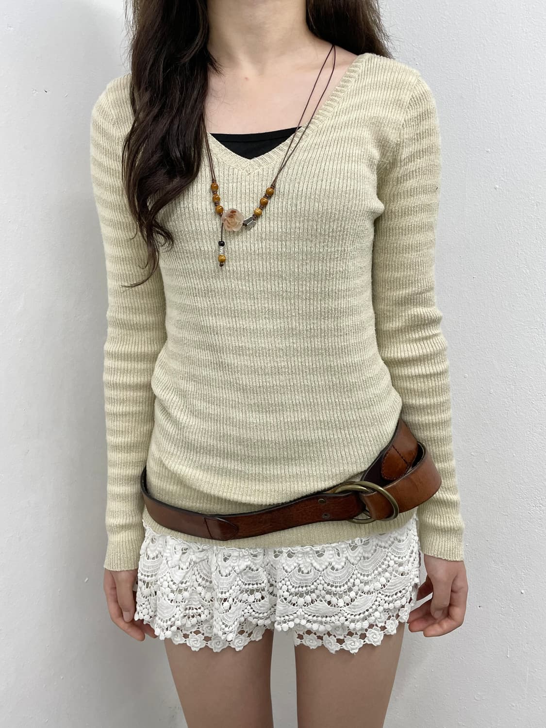 라떼모리 스트라이프 글리터 니트 상품이미지1