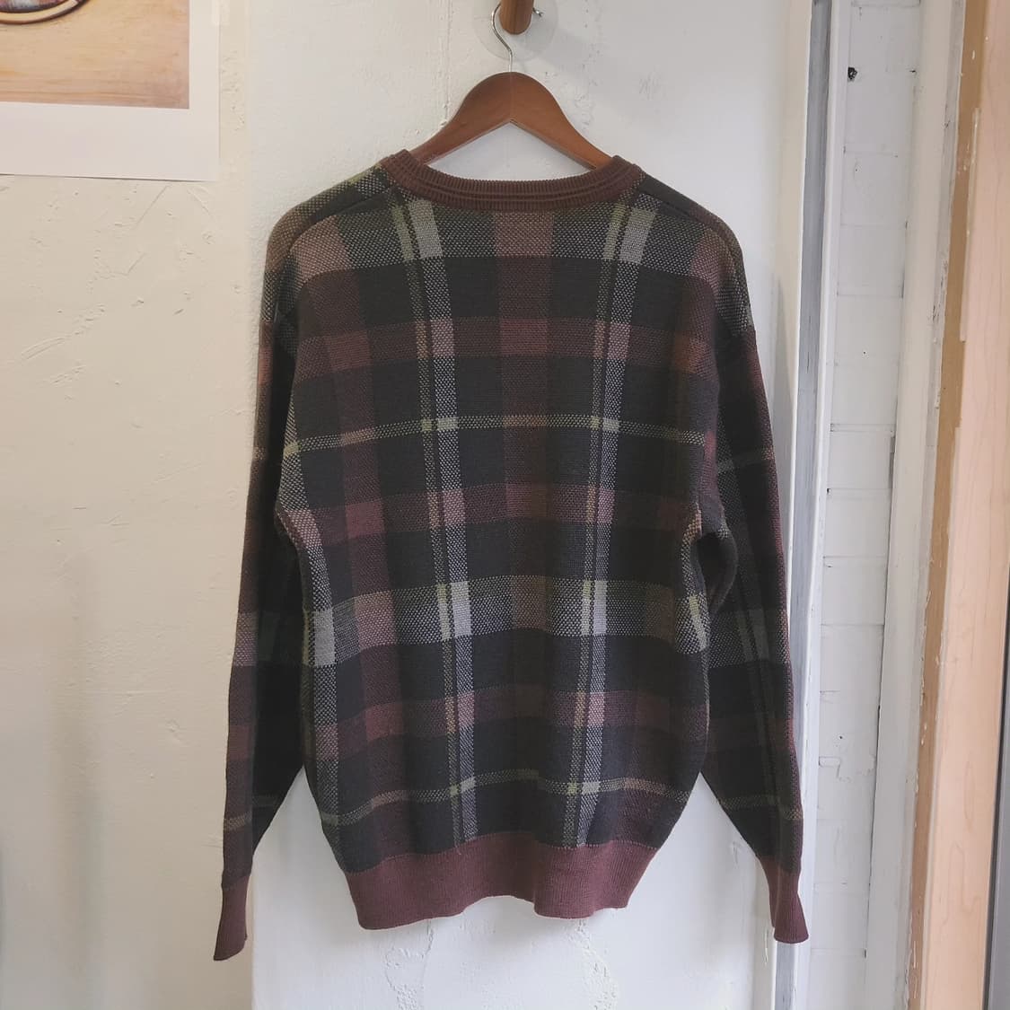 Cross keys 브라운 체크 울100 니트 상품이미지7