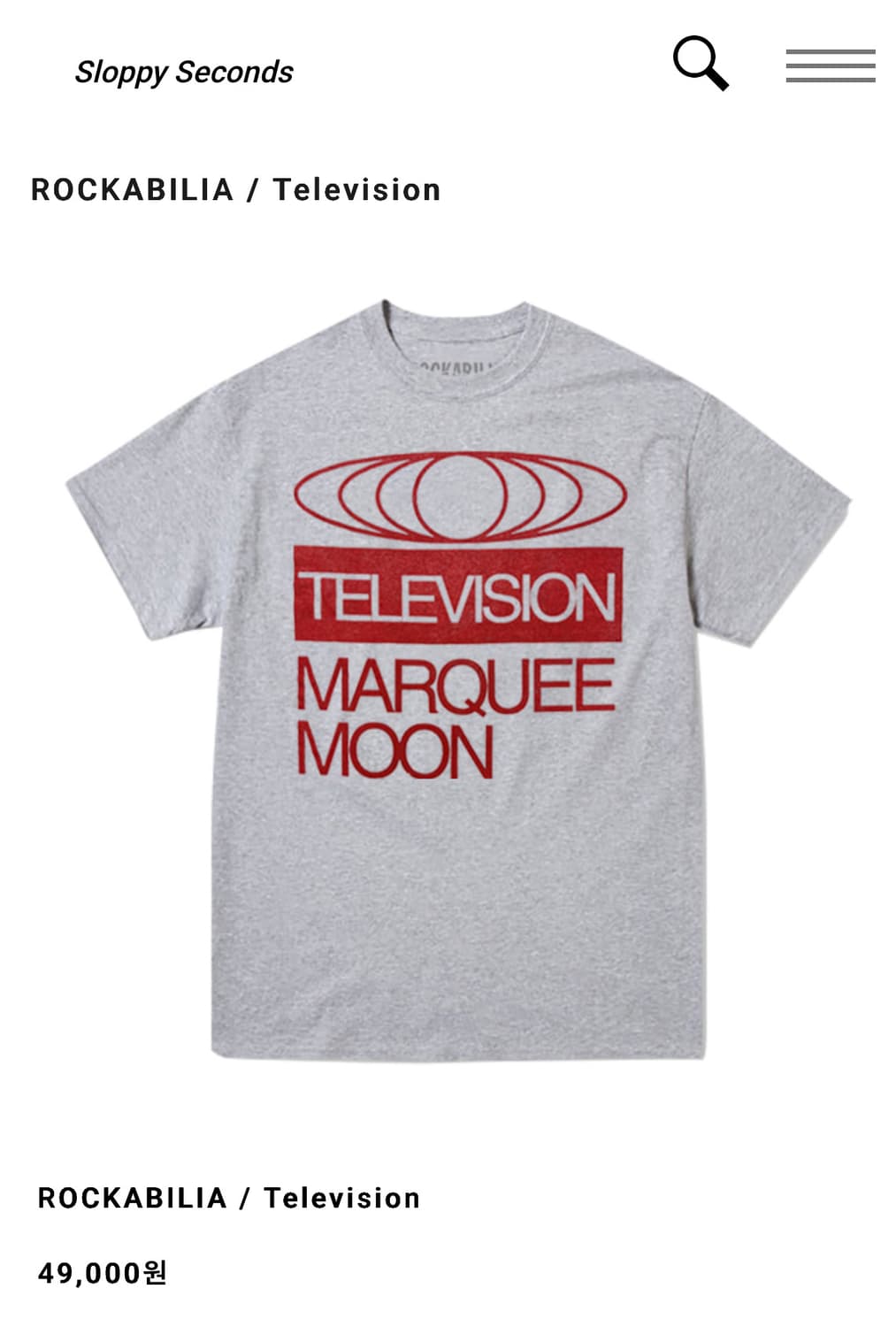 TELEVISION MARQUEE MOON 티셔츠 M 상품이미지3