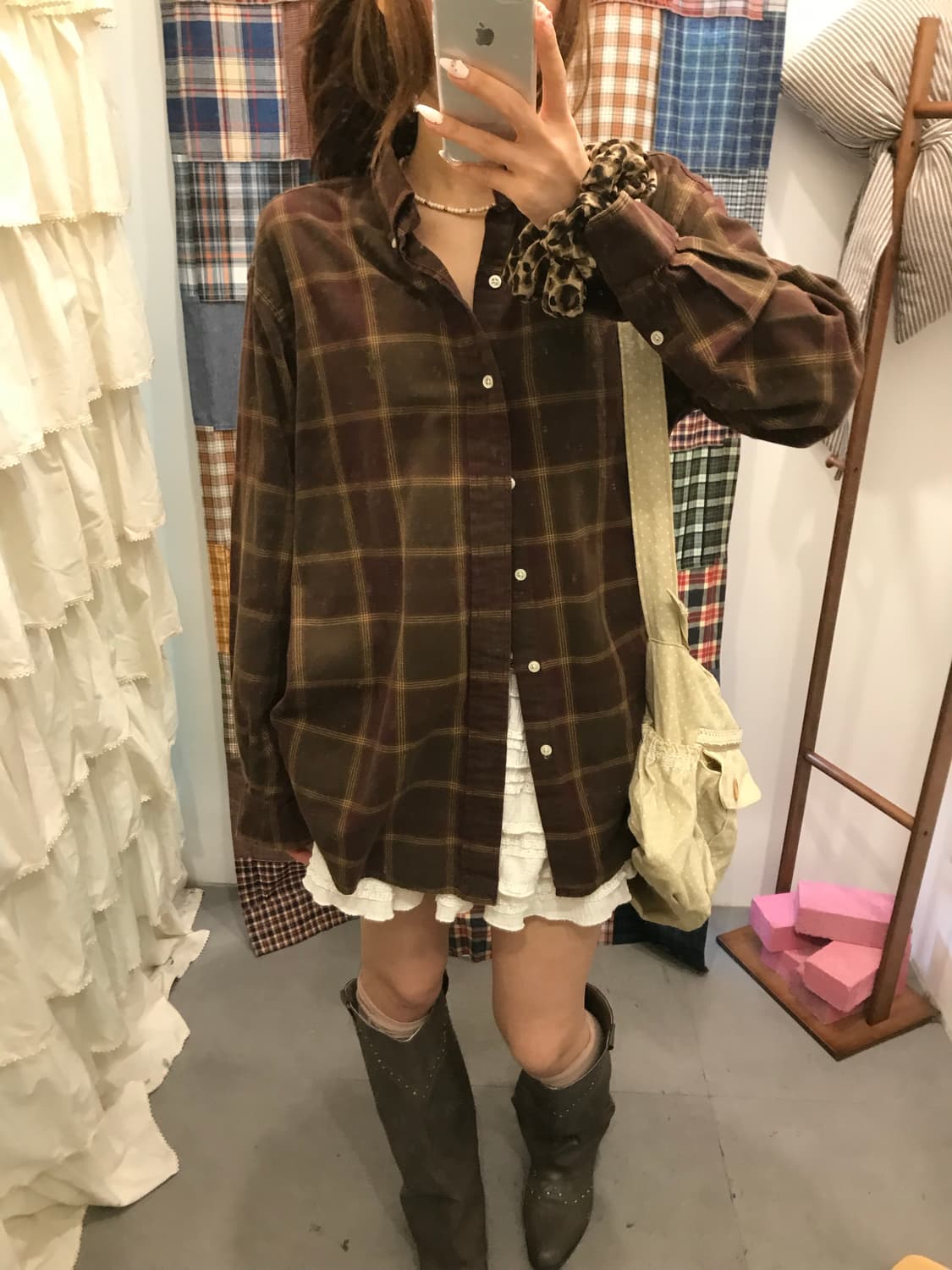 폴로 브라운 체크셔츠  상품이미지1