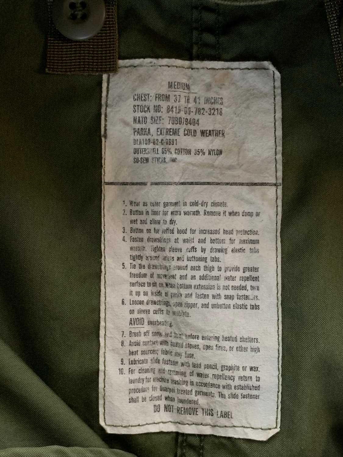 80s 미군 M65 피시테일 파카 아웃쉘 단품 상품이미지2