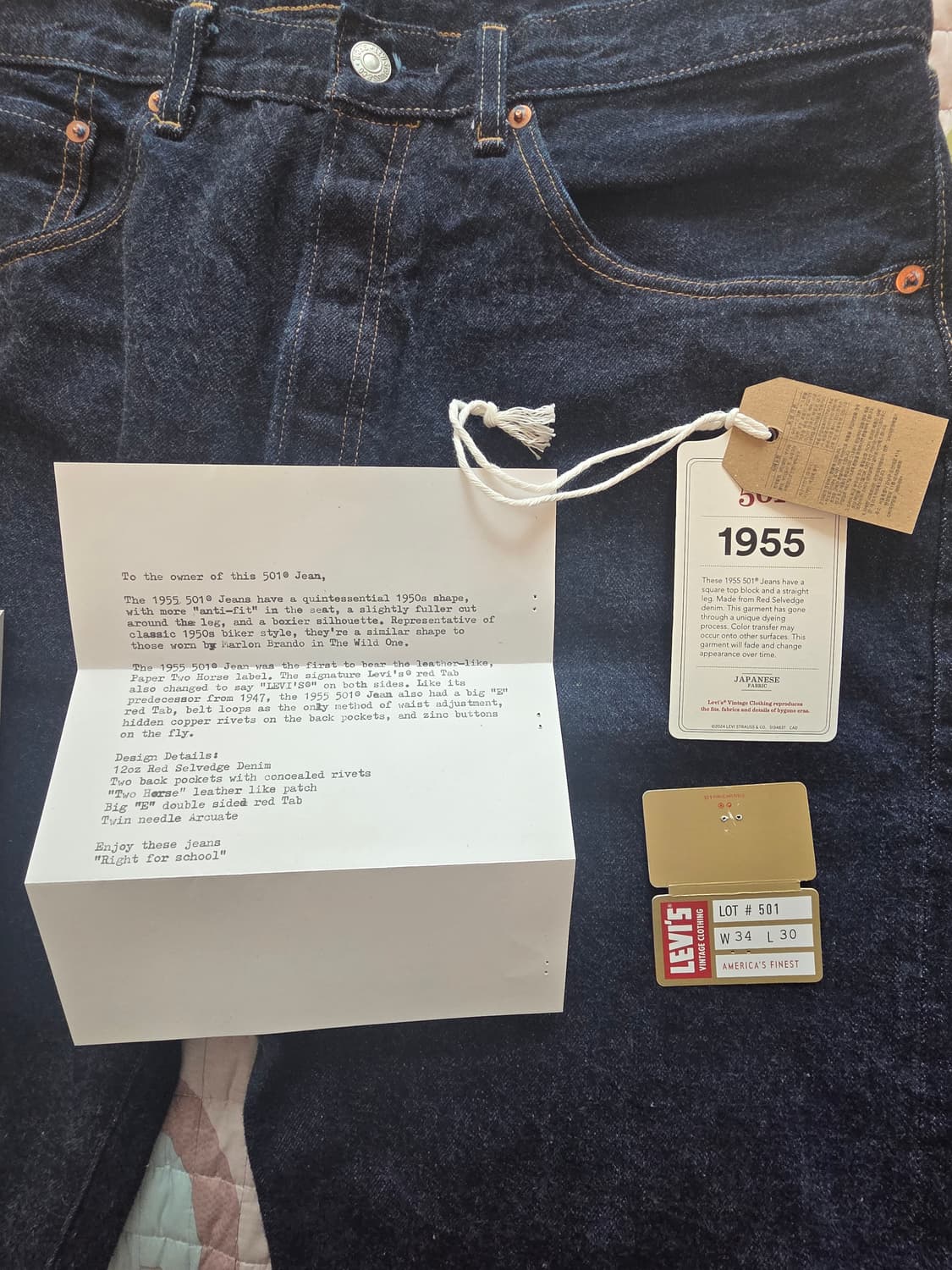 리바이스 LVC 501 1955년 모델 W34 L30 다크인디고 판매 상품이미지4