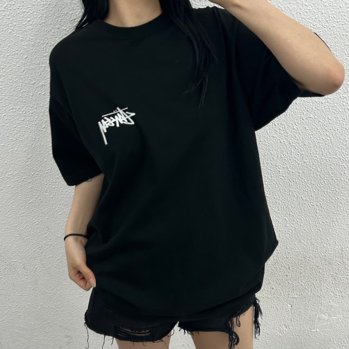 스투시 프린팅 블랙 반팔 L 상품이미지1