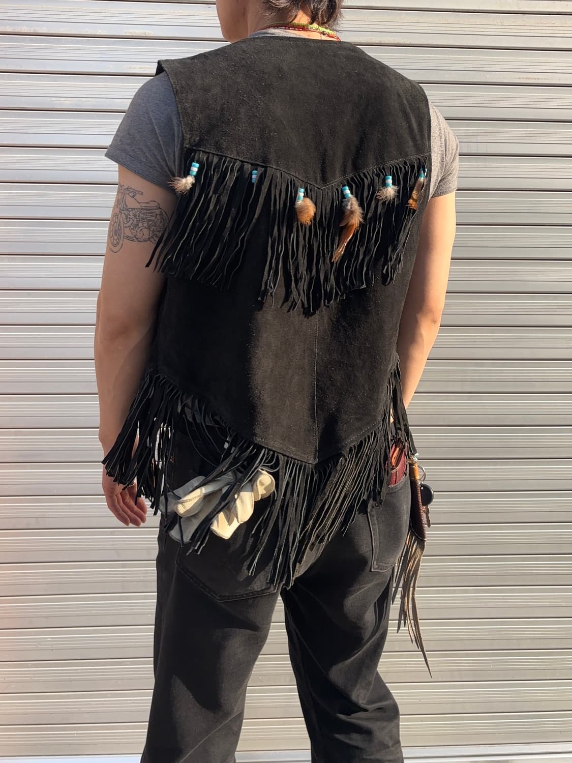 Vintage Native Style Fringe Suede Vest 상품이미지3