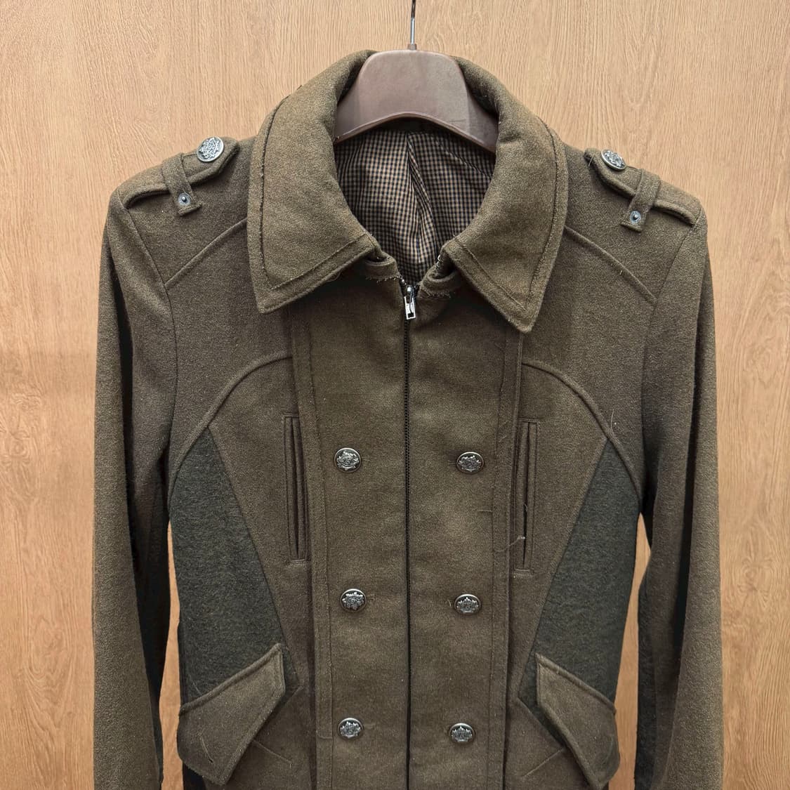 PPFM 밀리터리 더블 울 자켓 메탈 엠블럼 버튼 에폴렛 디테일 브라운 상품이미지4