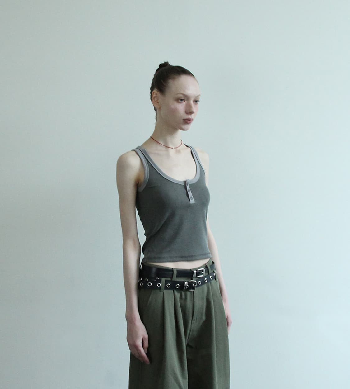 Hagamos DUAL HENLEY TANK TOP (WASHED GRE 상품이미지2