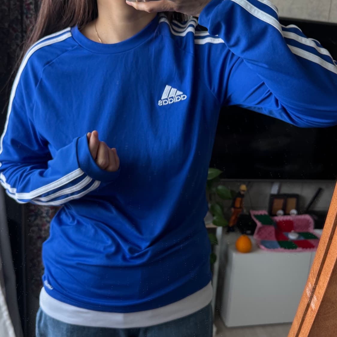 아디다스 블루 삼선 기능성 티셔츠 90 상품이미지3