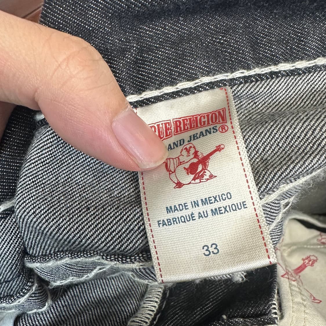 트루릴리전 화이트 스티치 스트레이트 흑청데님진 33 상품이미지4