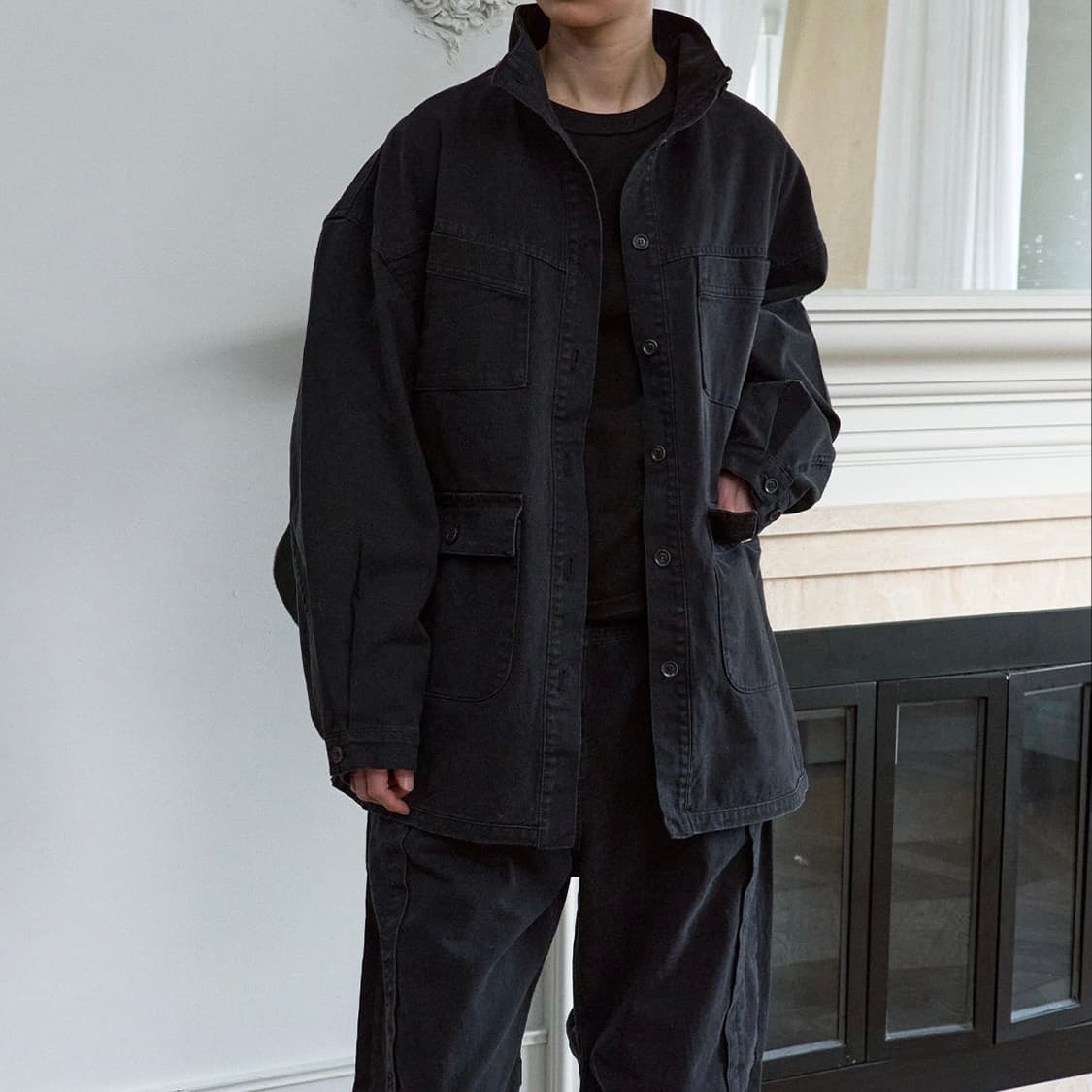 새상품) 에토스 하이넥 데님 자켓 블랙 DENIM JACKET 상품이미지3