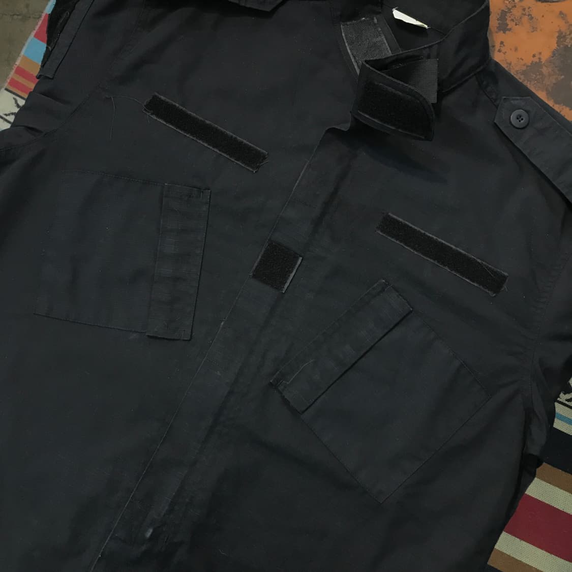  밀리터리 빈티지 블랙 립스탑 투웨이 집업 자켓 남성 110 115  상품이미지7