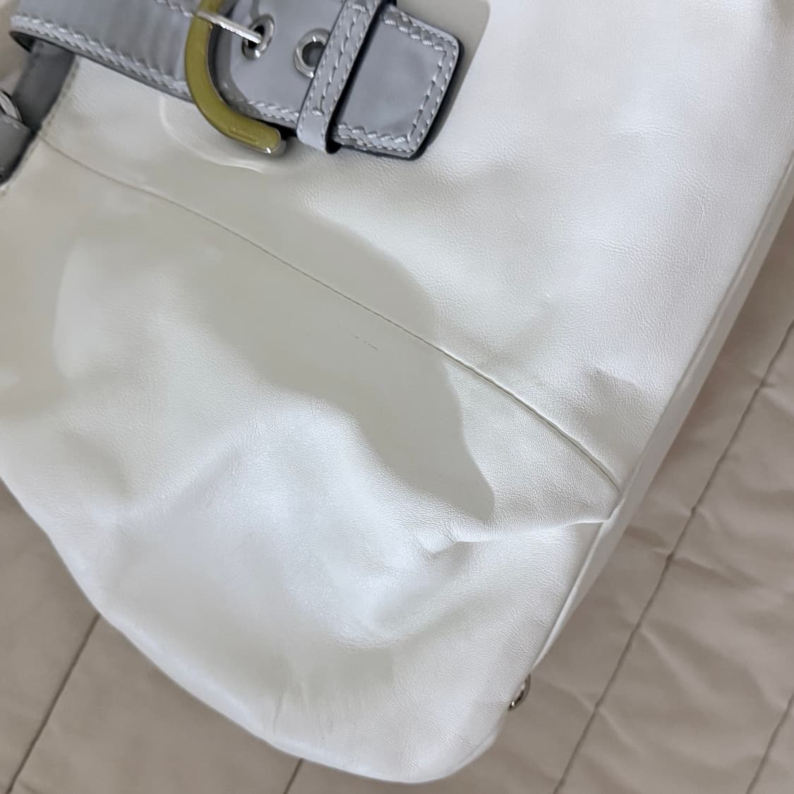 빈티지 코치 소호 아이보리 베이비블루 버클 숄더백 상품이미지3