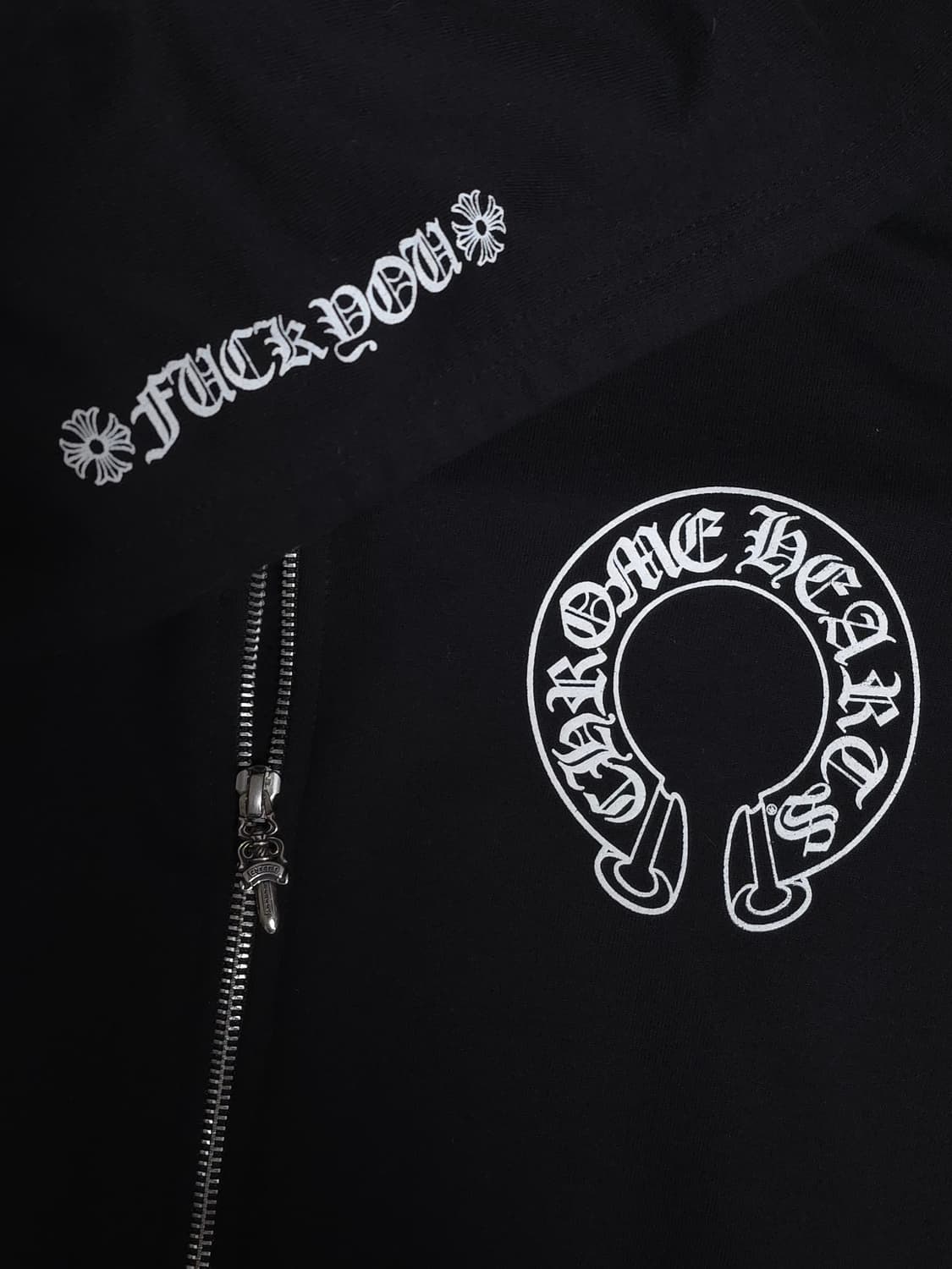 [M] 크롬하츠 홀스슈 플로랄 퍽유 후드집업 블랙 상품이미지3