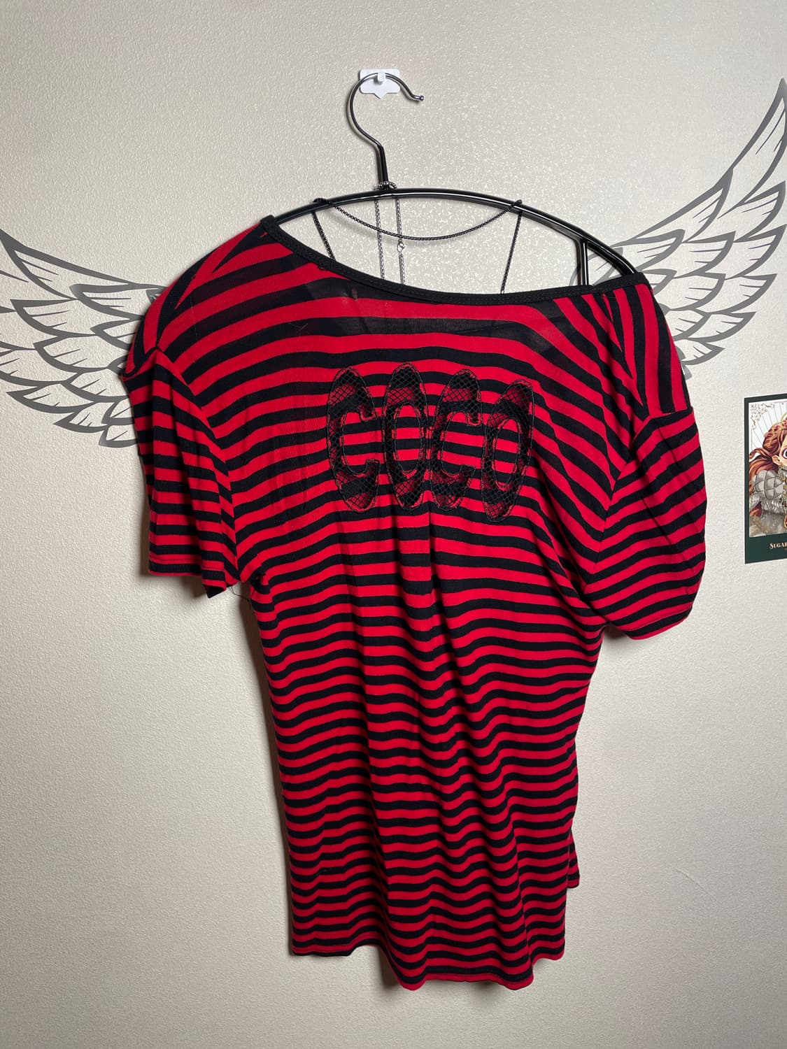 빈티지 펑크 레드 스트라이프 반팔티 상품이미지3