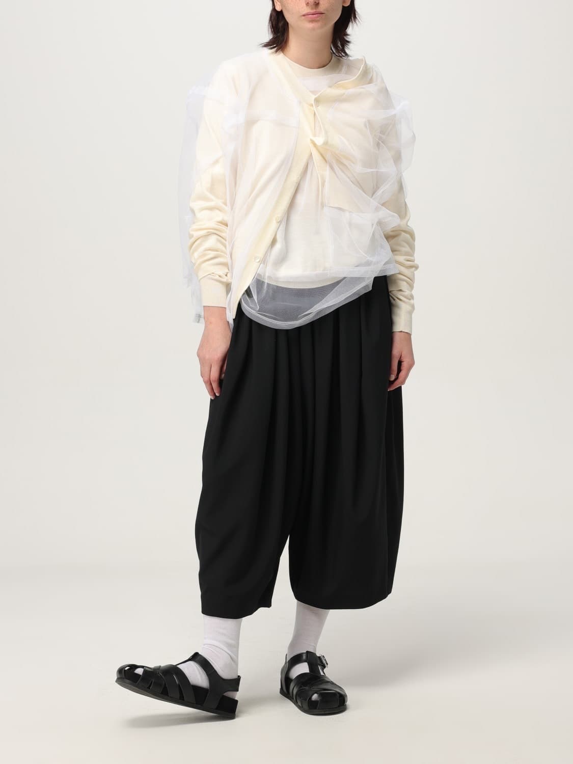 새상품 25ss 꼼데가르송 메인라인 아이보리 튤레이어드 가디건 m 상품이미지3