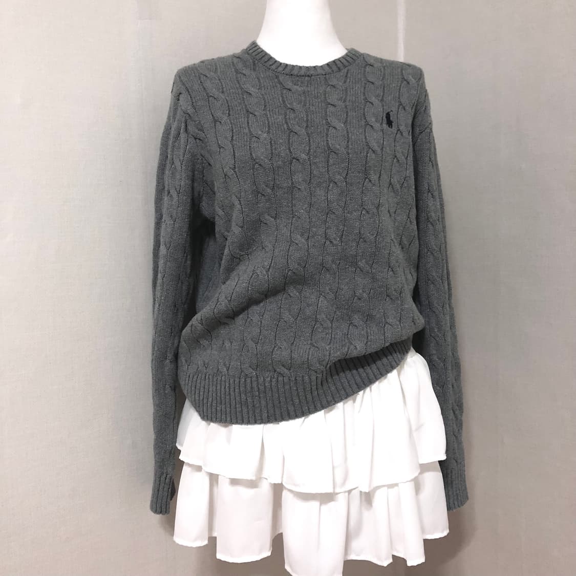 폴로 진그레이 꽈배기 니트 S 상품이미지1