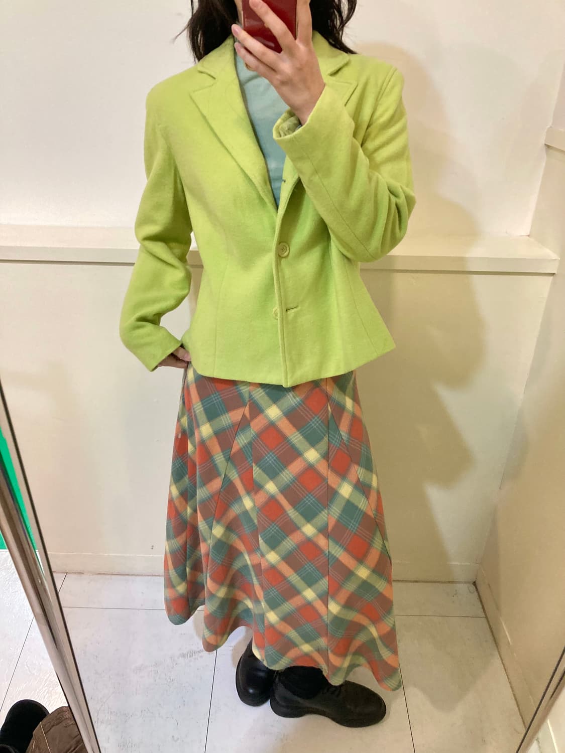 솜사탕 빈티지 체크 롱 스커트 상품이미지10