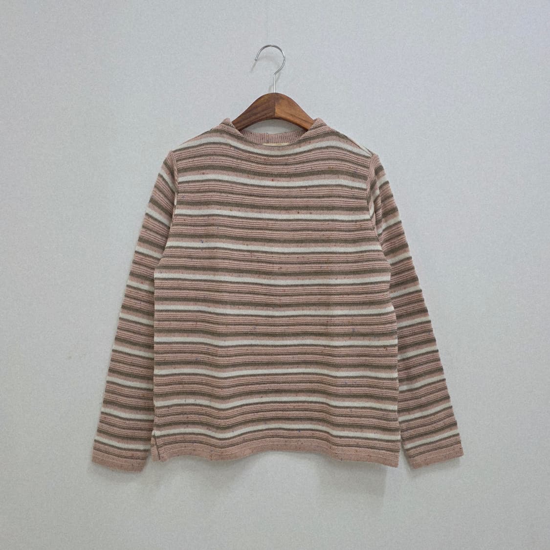 울 혼방 네프 핑크브라운 스트라이프 니트 상품이미지1