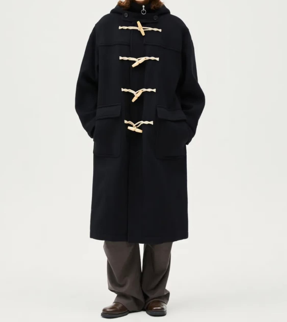 로파이 오버핏 스테디 더플코트 블랙 상품이미지1