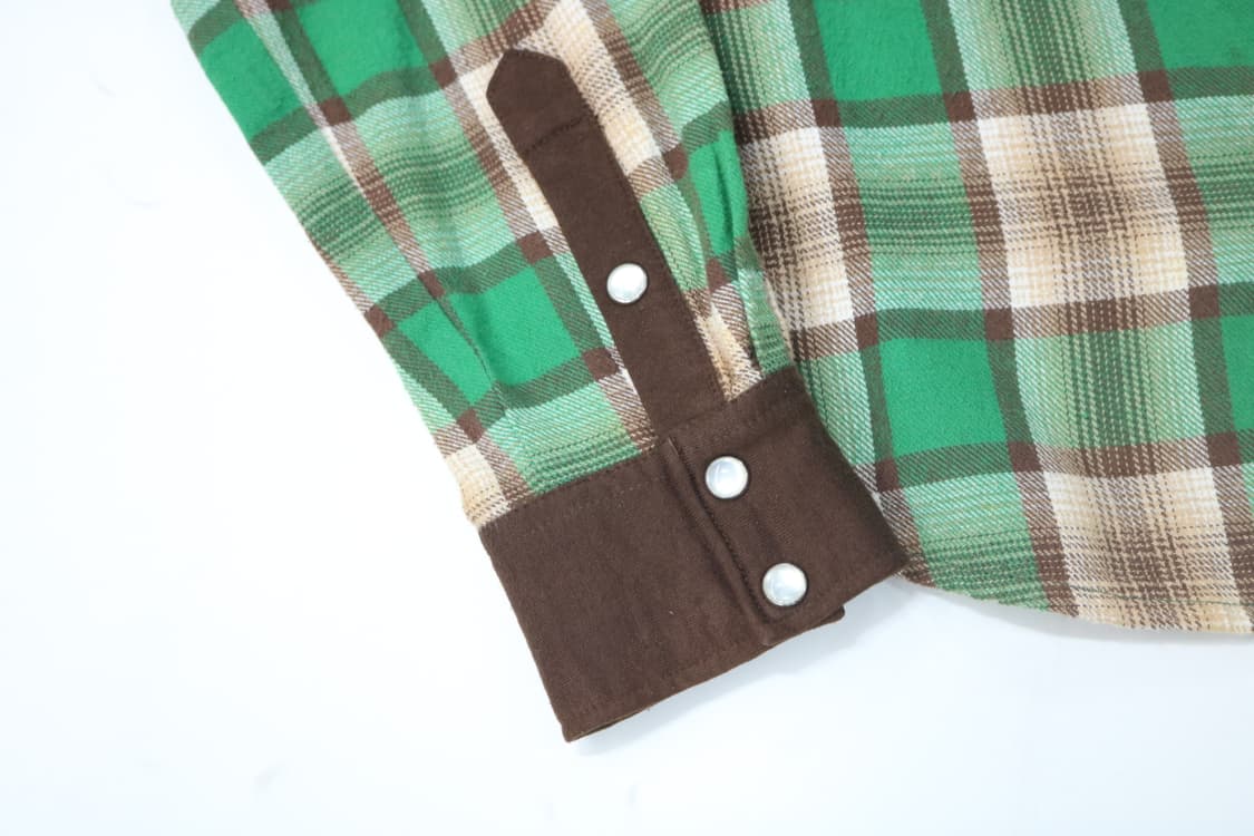 CRU 빈티지 그린 체크 웨스턴 배색 셔츠 (L) 상품이미지5