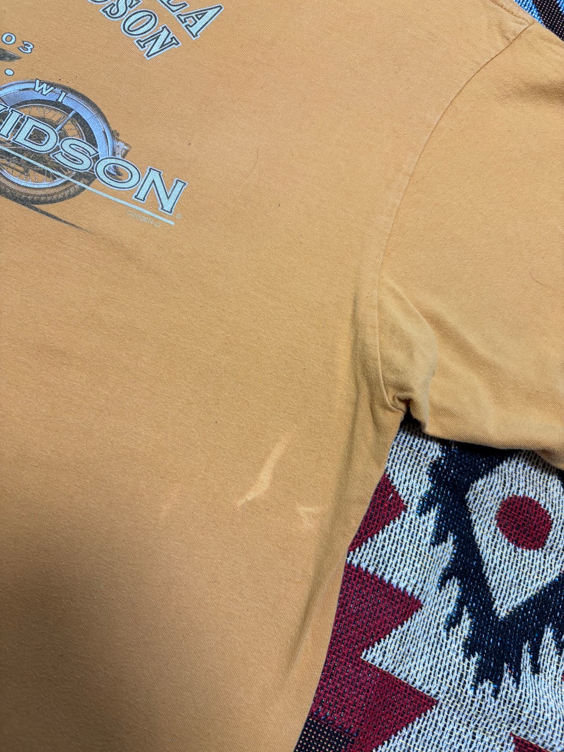 2XL) 할리데이비슨 MADE IN USA 2007 반팔 티셔츠 노랑 상품이미지8