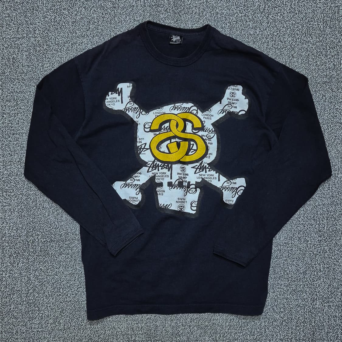 stussy 스투시 해골 프린팅 네이비 롱슬리브 상품이미지1