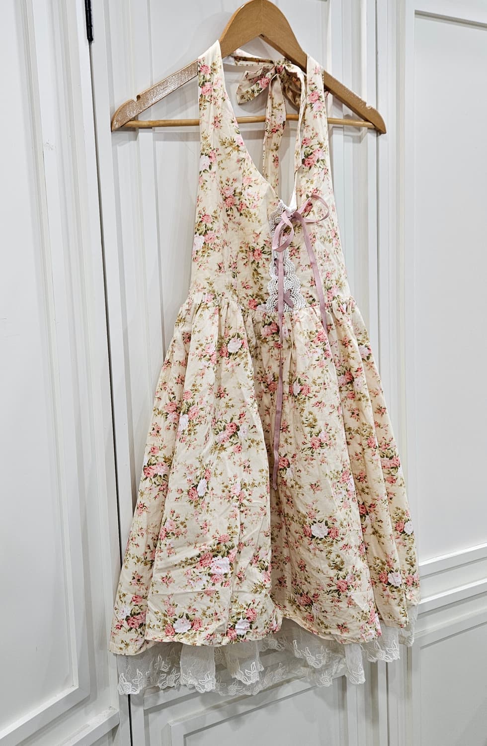 플라워 패턴 레이스 홀터넥 원피스 상품이미지2