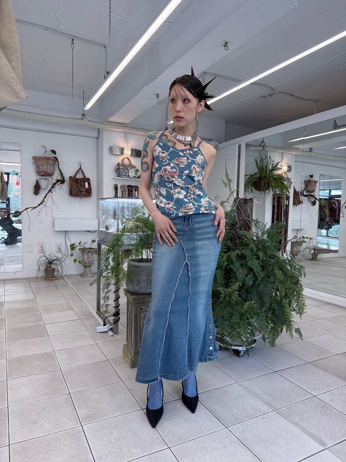 stitch mermaid denim skirt 상품이미지3