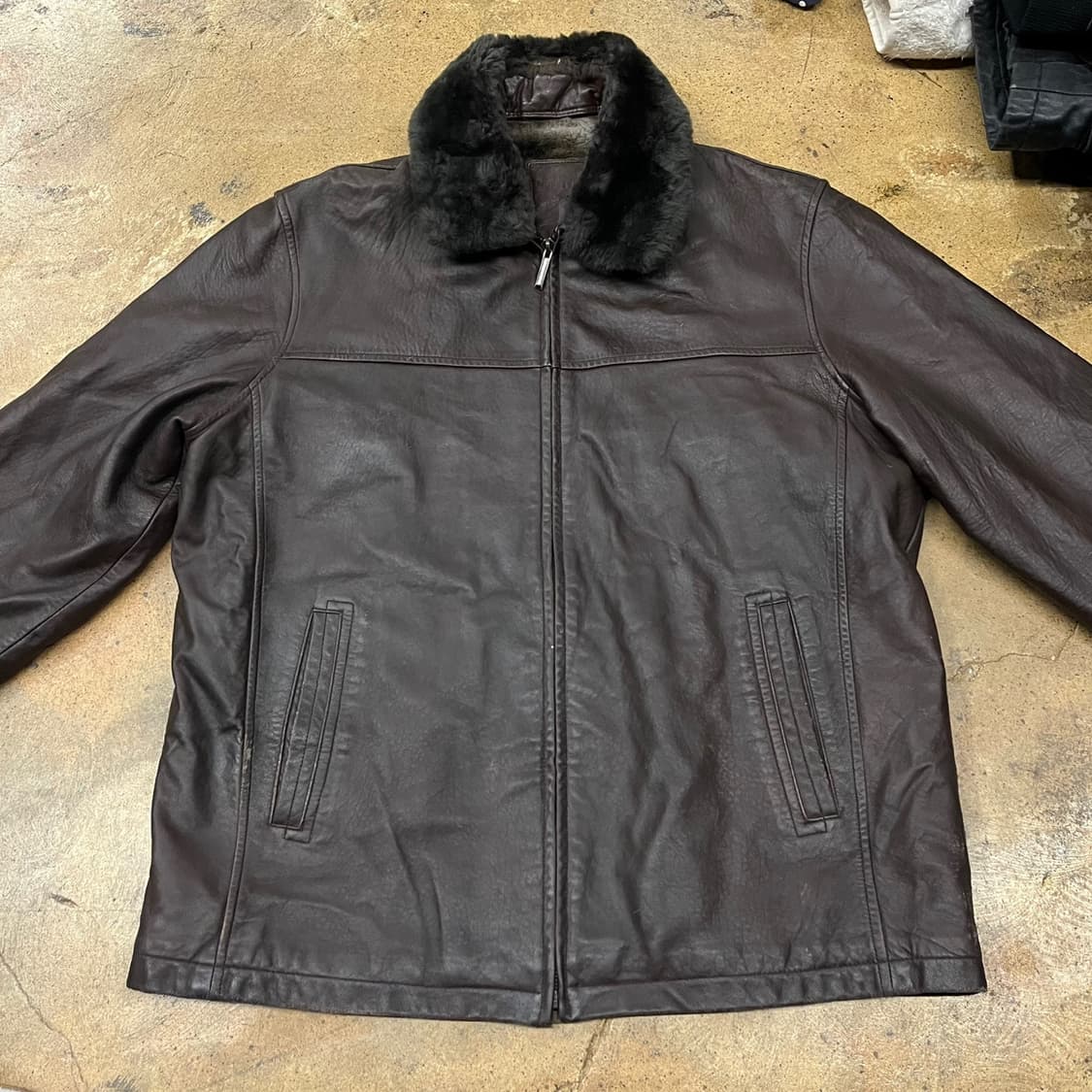 [정품/105] 인디안 가죽 무스탕 자켓 브라운 b19 상품이미지3