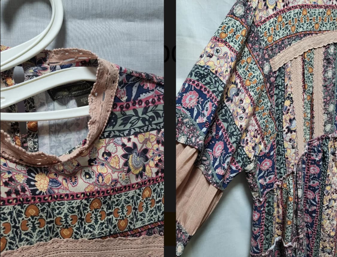 써스데이 보헤미안 쉬폰 소매배색 미니원피스 상품이미지2