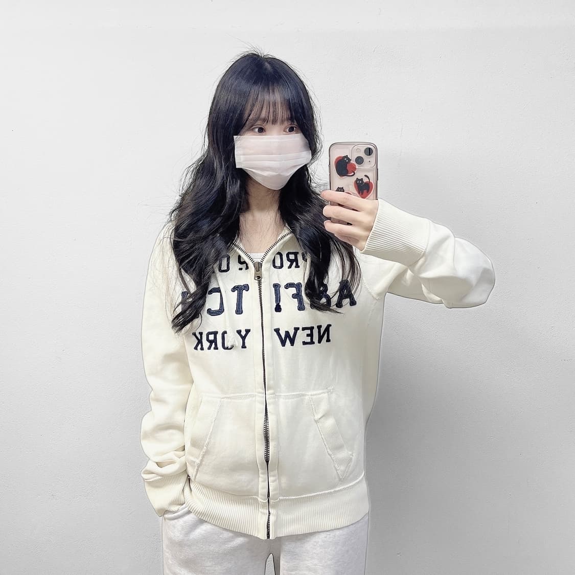 아베크롬비 스펠 로고 후드집업 화이트 상품이미지1