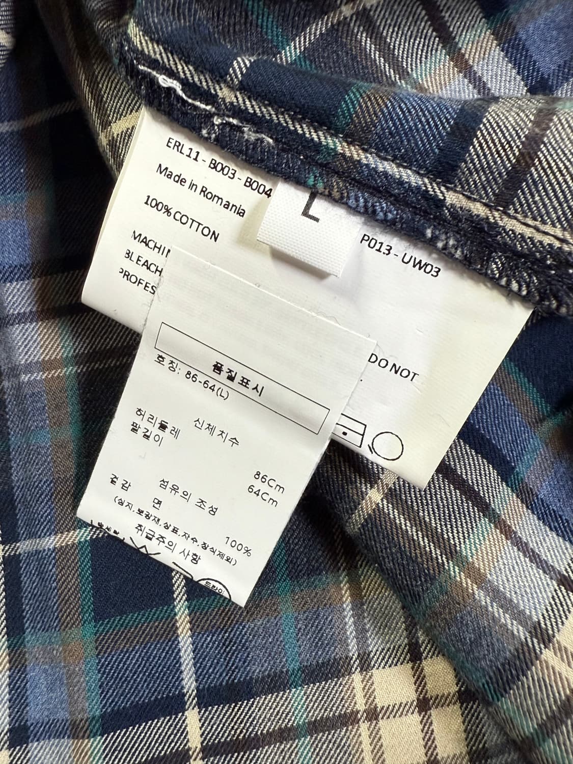 [L] ERL 플레이드 셔츠 블루 상품이미지4