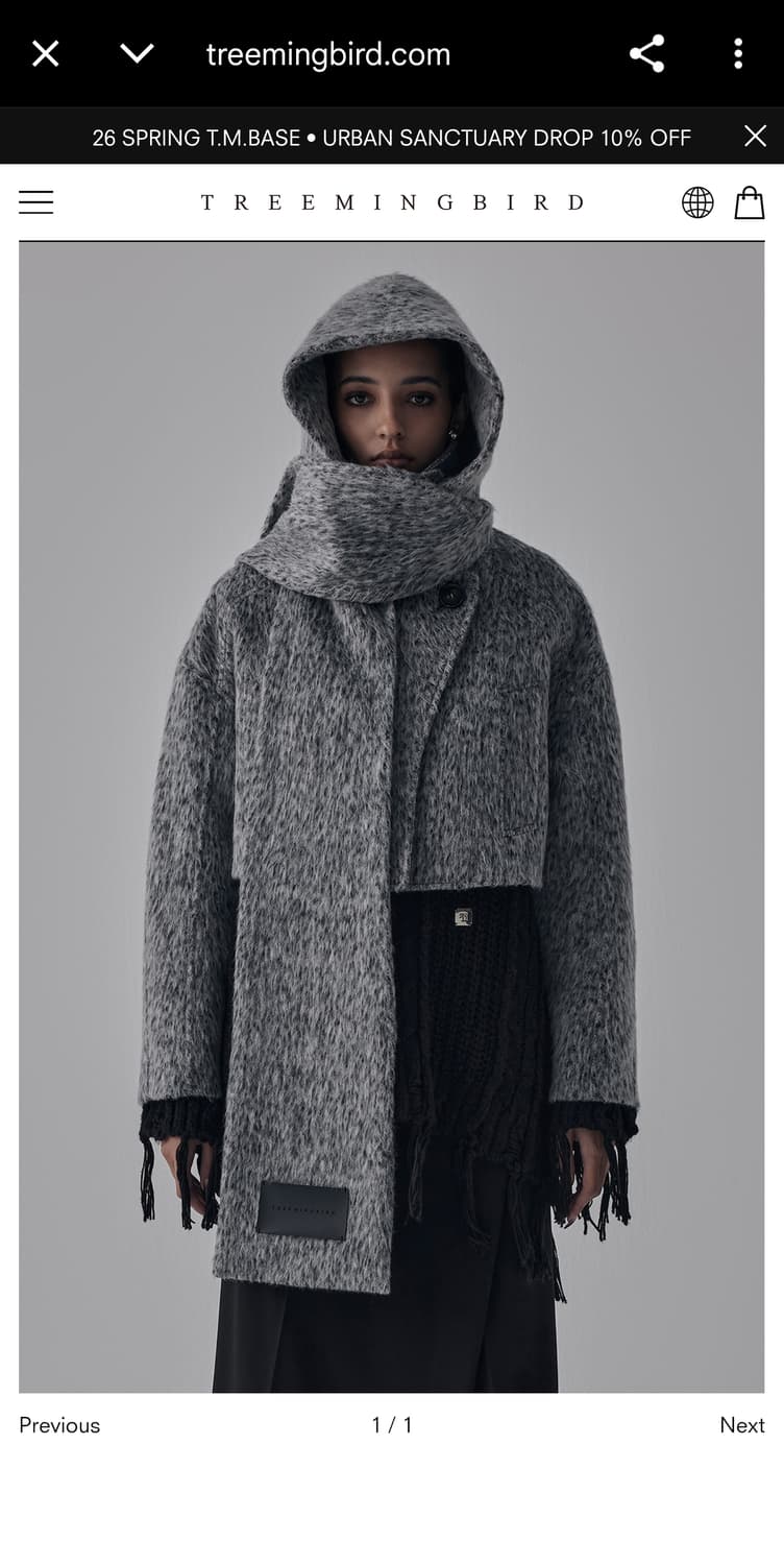 트리밍버드 헤어리 후드 머플러 코트 상품이미지1