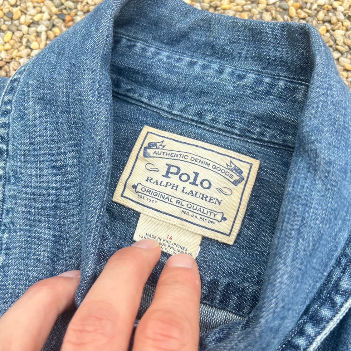 폴로 (POLO RalphLauren)퍼프 리본 스카프 데님 셔츠 상품이미지4