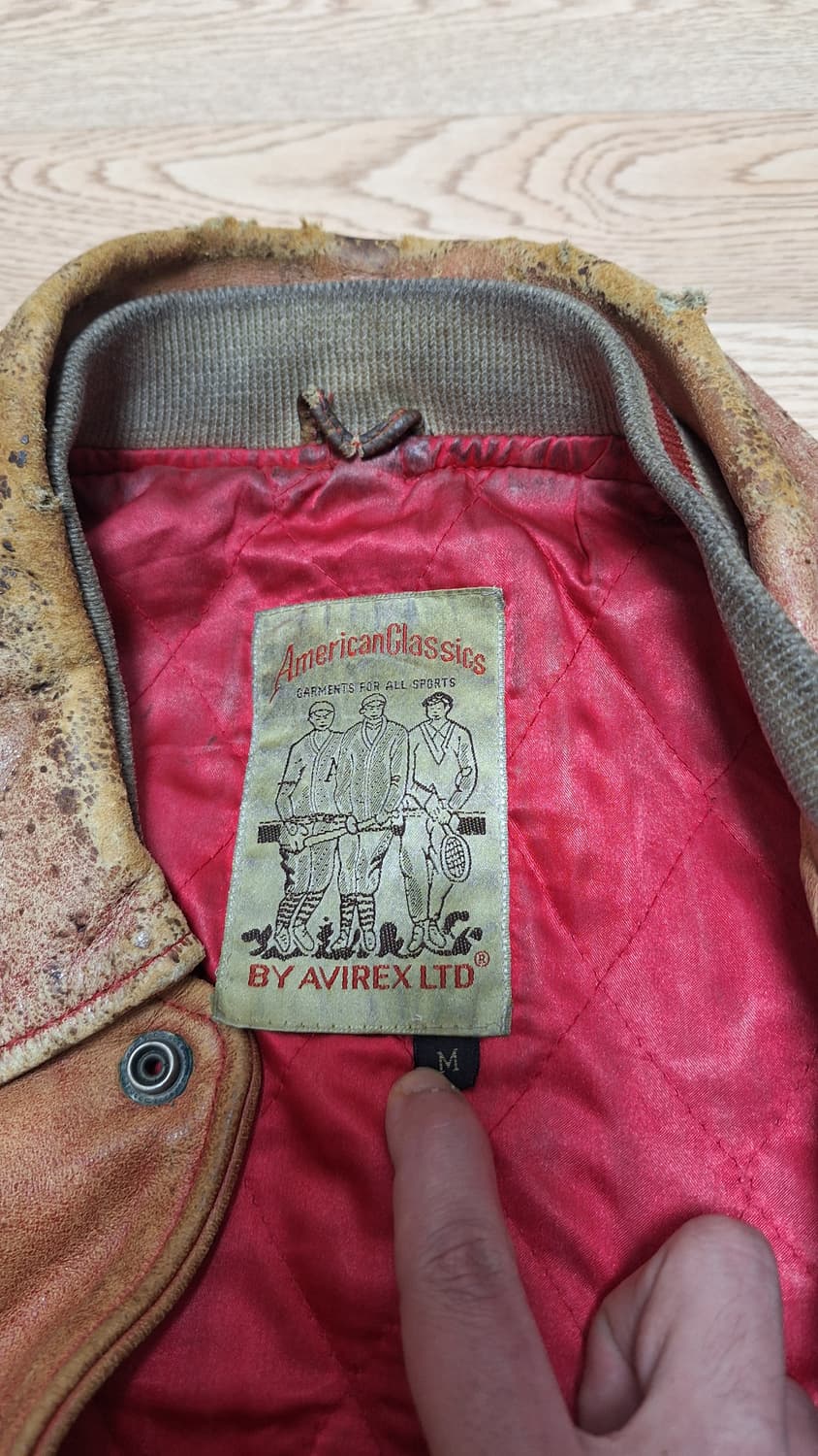 90s USA 빈티지 아비렉스 레더 바시티 자켓 상품이미지5