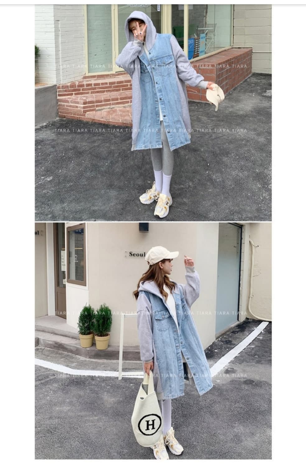 오버핏 후드 데님 롱 자켓 상품이미지3