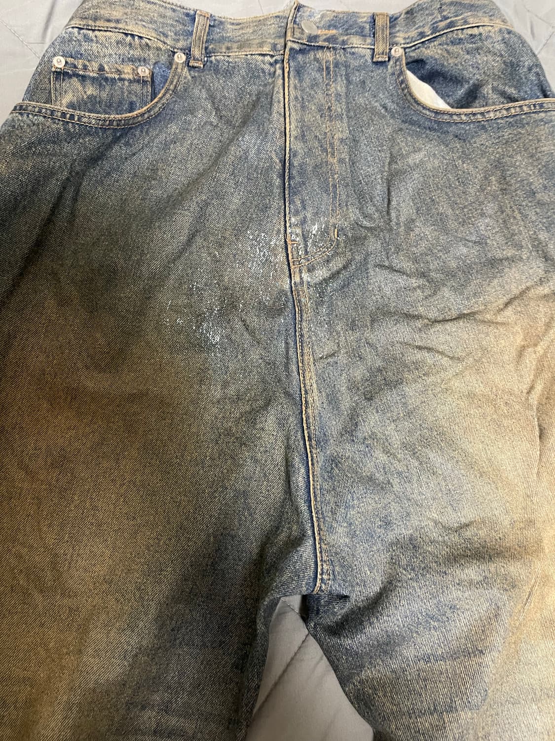 [2]프로젝트GR 코티드 백워드 데님팬츠 블루 상품이미지3