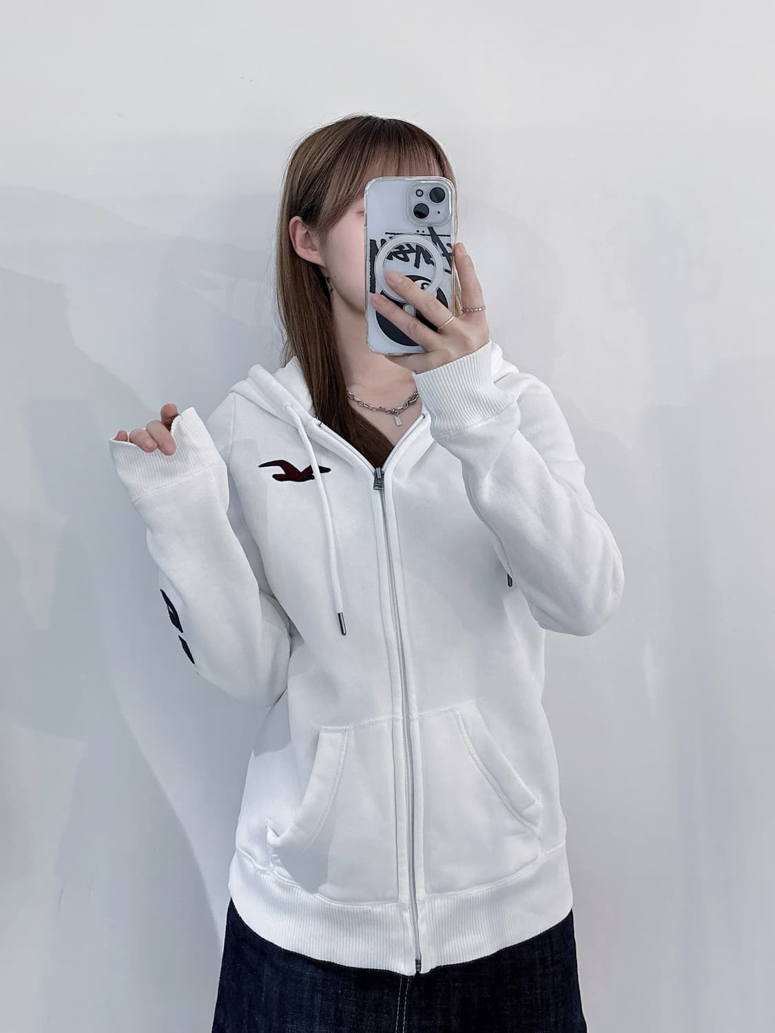 홀리스터 사이드로고 화이트 후드집업 상품이미지2