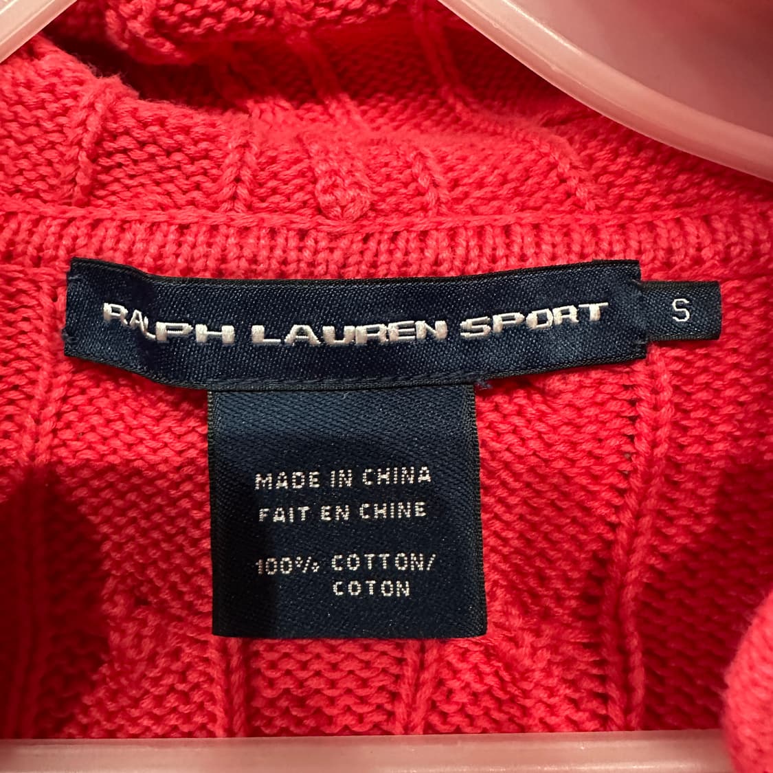 폴로랄프로렌 찐분홍 니트 후드집업 여성S 상품이미지3