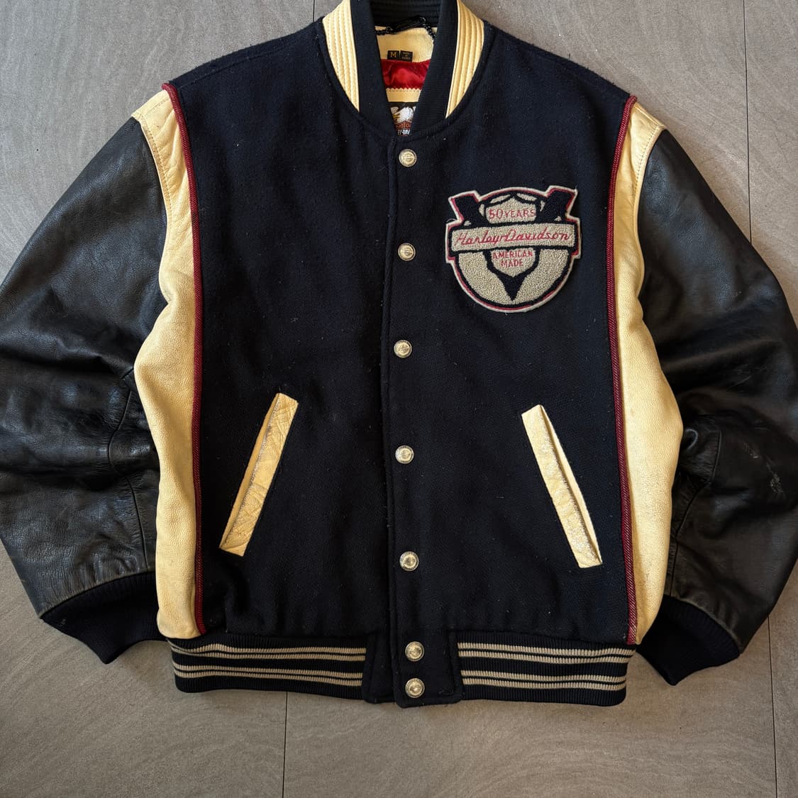 할리데이비슨 50주년 울, 레더 바시티 자켓 상품이미지2